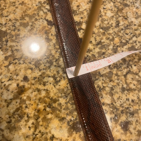 Vintage ‘80’s Leather Shop Genuine Snakeskin Belt Gold Statement Buckle S/M - Picture 10 of 10